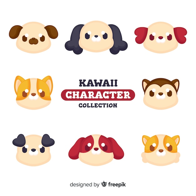 Free vector kawaii dog collection