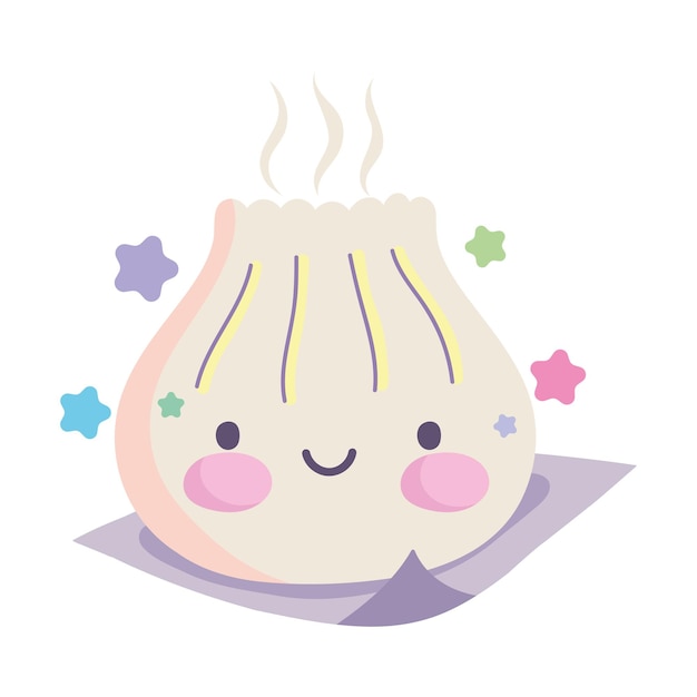 Kawaii dumpling food icon isolato