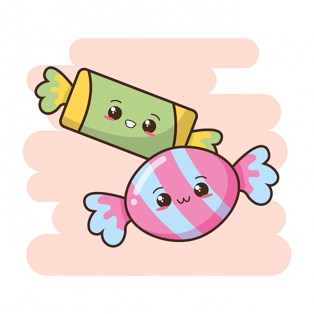 Kawaii fast food cute candies illustration 