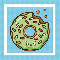 Free vector kawaii fast food green donut cute food illustration
