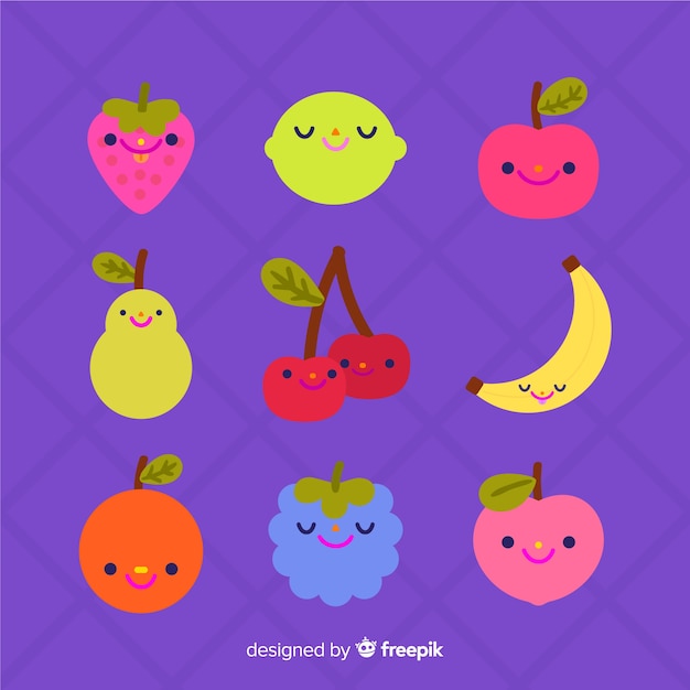 Free vector kawaii food collection