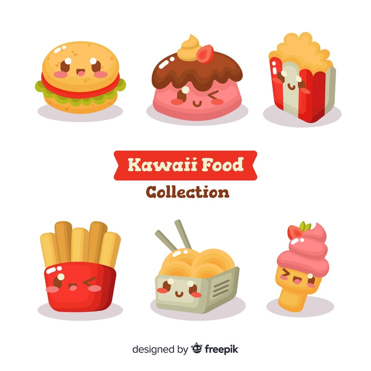 무료 Vector 가와이이 음식 모음
