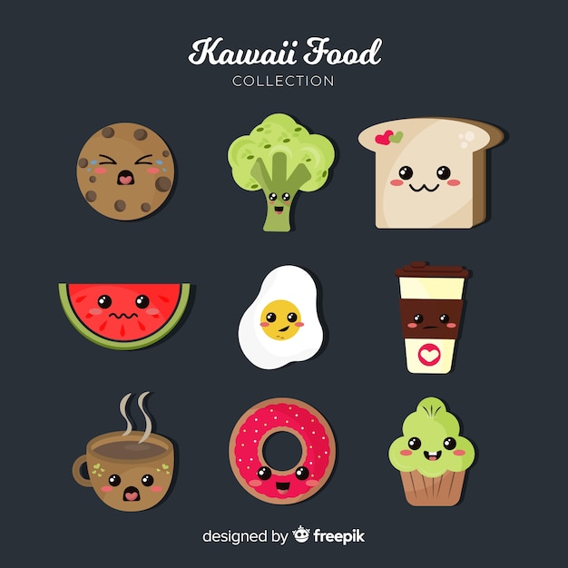 Free vector kawaii food collection