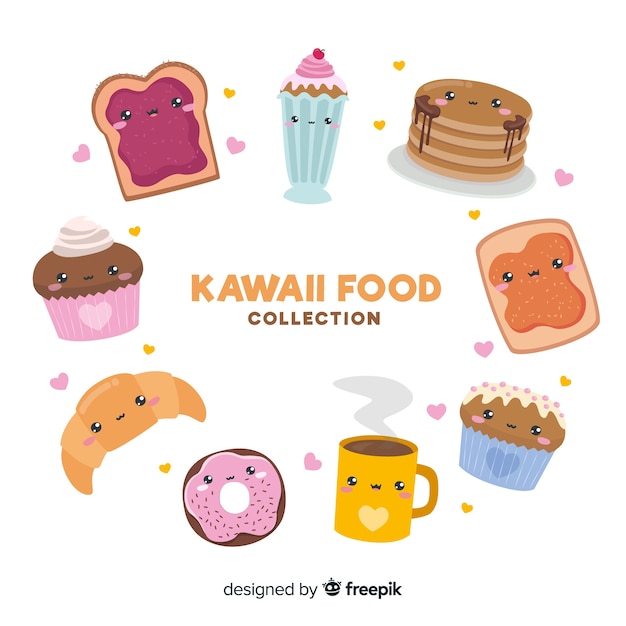 Free vector kawaii food collection