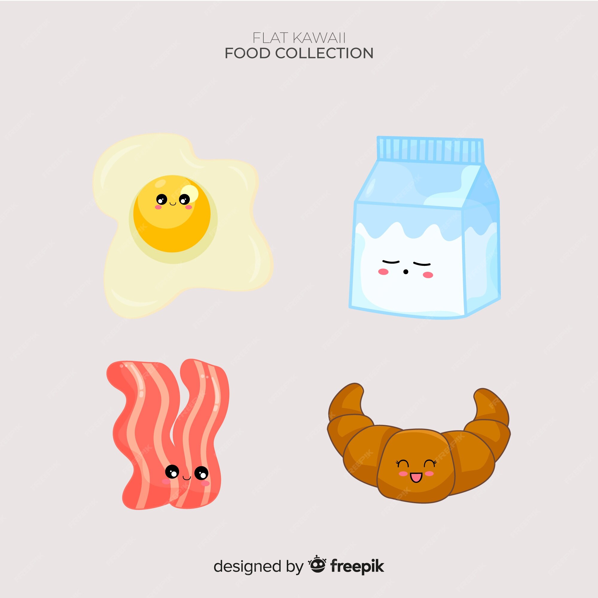 coleção de clipart de comida kawaii fofa 10974192 Vetor no Vecteezy