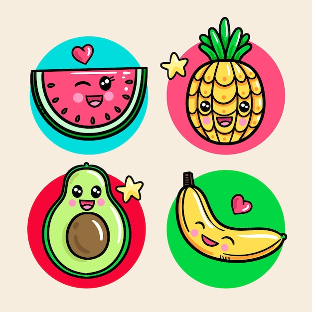 Free vector kawaii food collection