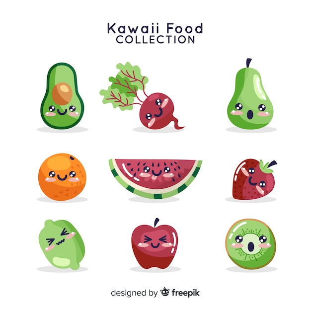 Free vector kawaii food collection