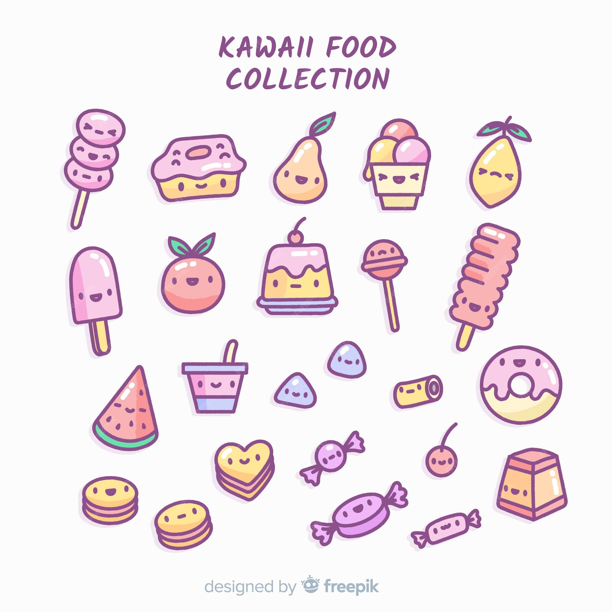 Cute Kawaii Food Clipart Collection 10974192 Vector Art at Vecteezy