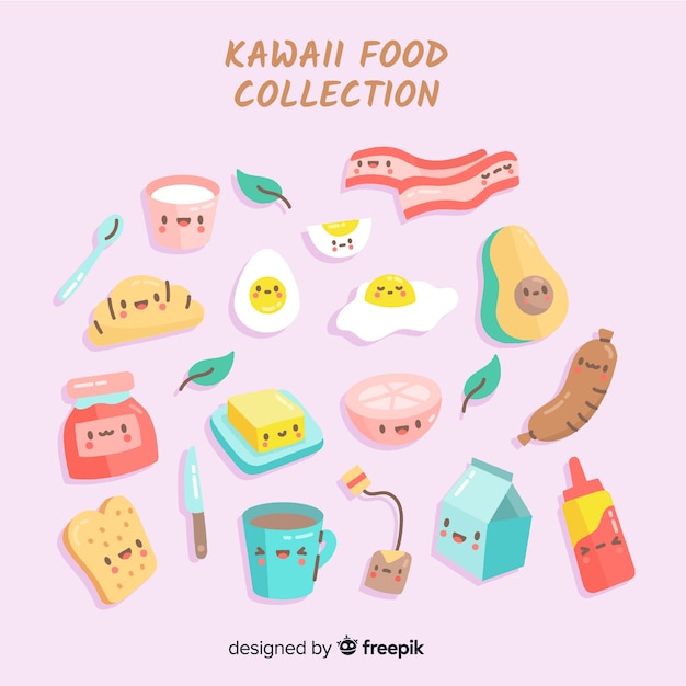 Free vector kawaii food collection