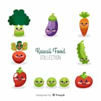 Free vector kawaii food collection