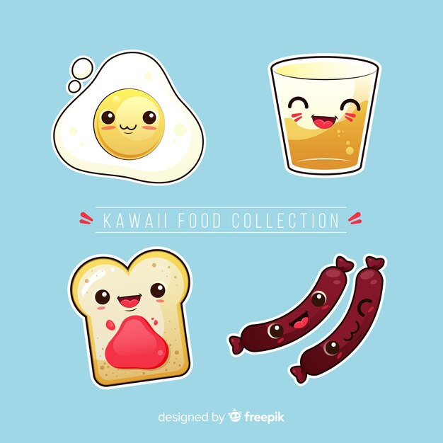 Kawaii hand drawn breakfast collection