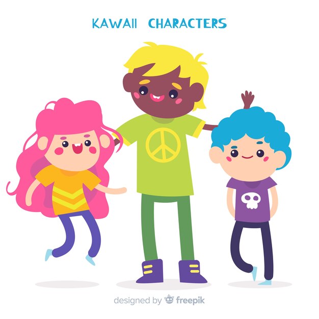 Каваи рисованной коллекции персонажей