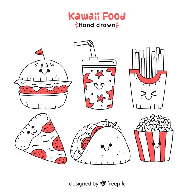 Kawaii рисованной коллекция быстрого питания