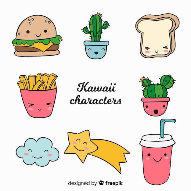 Kawaii коллекция рисованной пищи