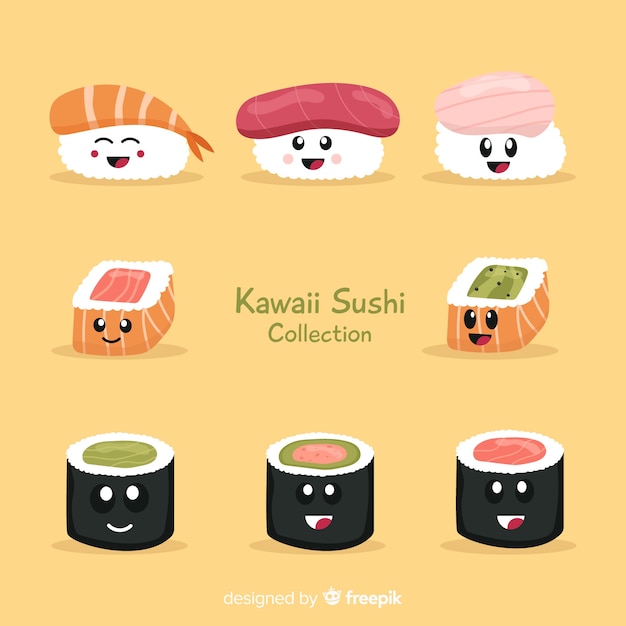 Kawaii коллекция рисованной суши