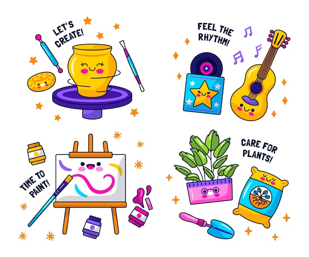 Kawaii hobbies stickers collection