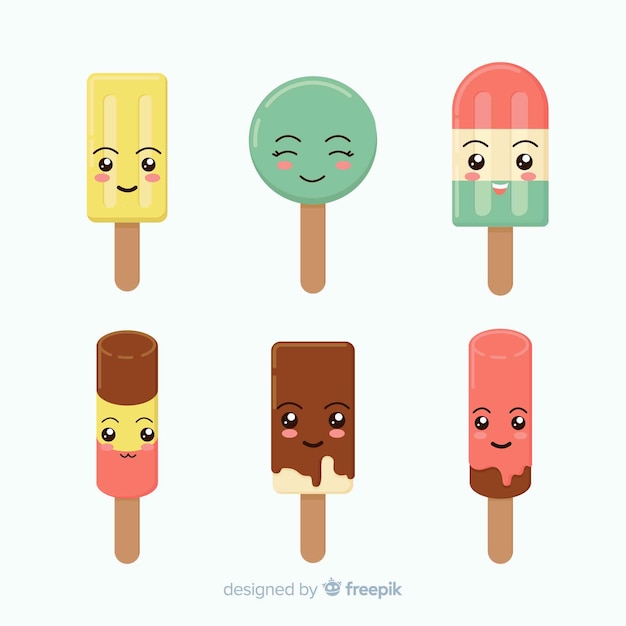 Kawaii ice cream character collection