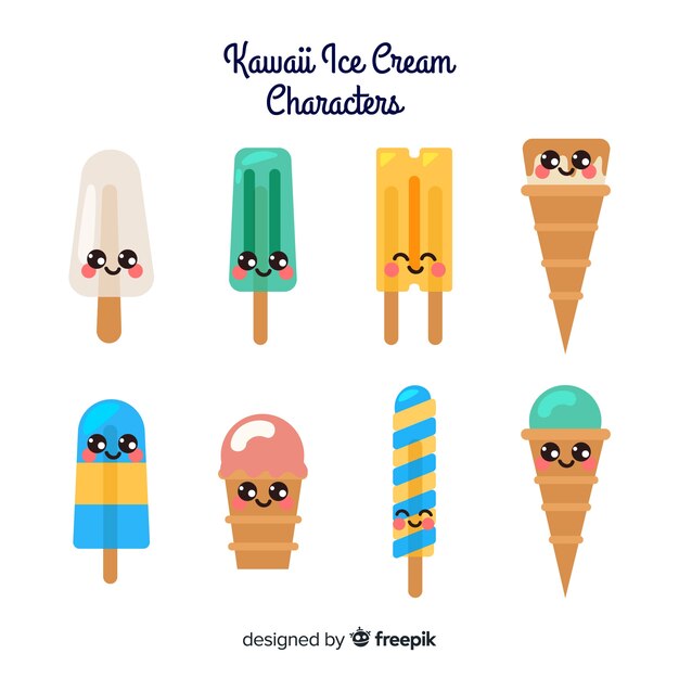 Kawaii ice cream characters