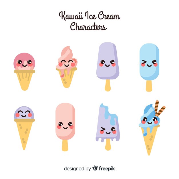 Kawaii ice cream characters