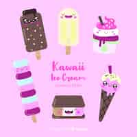 Free vector kawaii ice cream characters