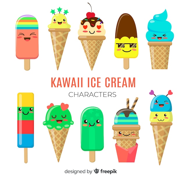 Kawaii ice cream characters