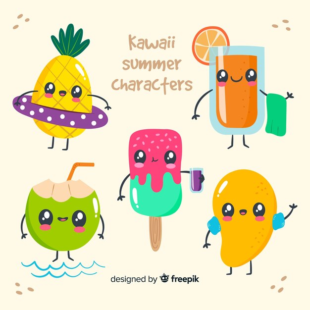 Kawaii ice cream characters