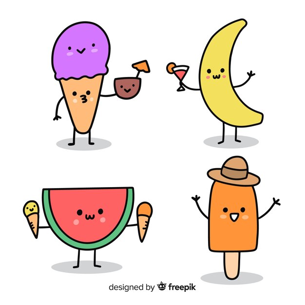 Kawaii ice cream characters