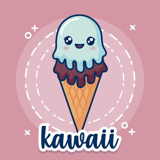 Kawaii ice cream icon