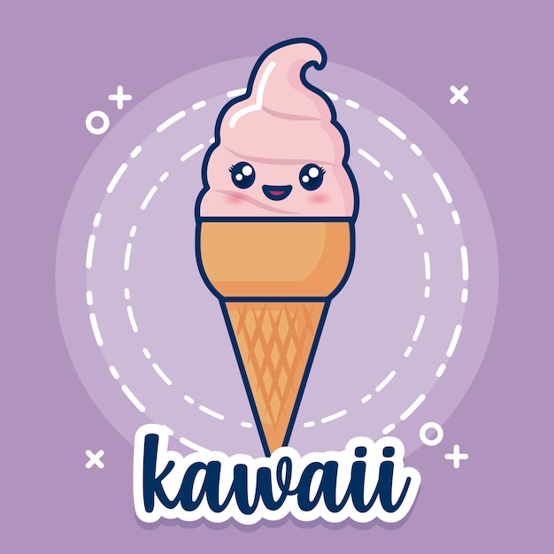 Vettore gratuito icona del gelato kawaii