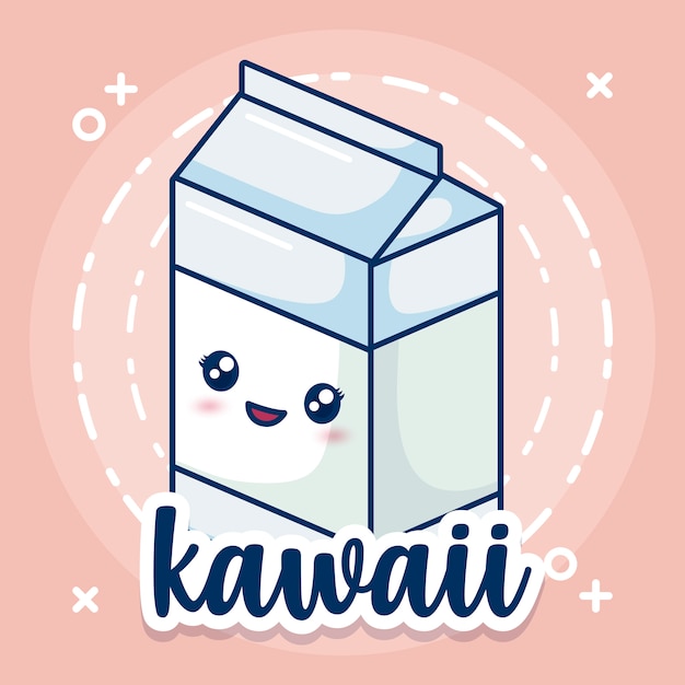 Free vector kawaii milk box  icon