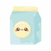 Free vector kawaii milk carton