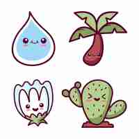 Free vector kawaii nature collection