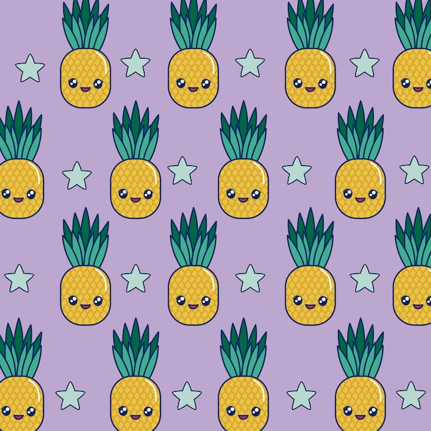 Free vector kawaii pineapples