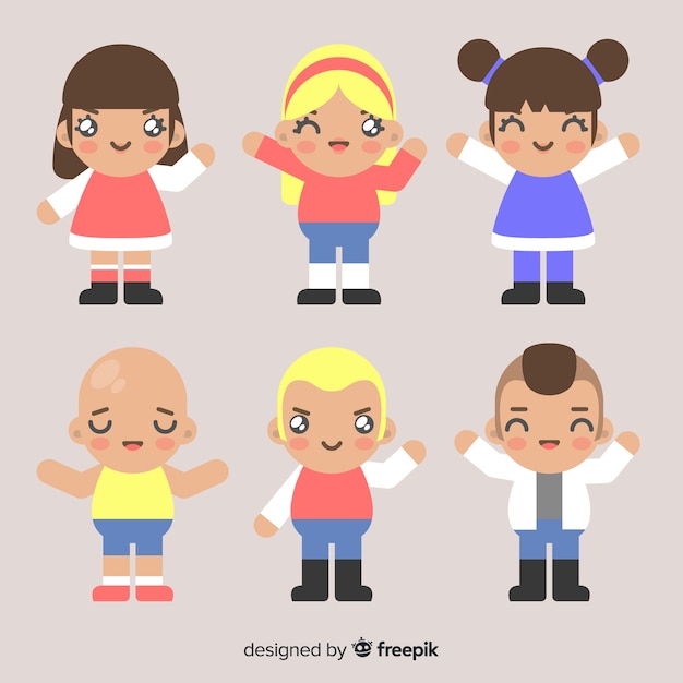 Free vector kawaii smiling characters pack