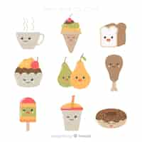 Free vector kawaii smiling food pack