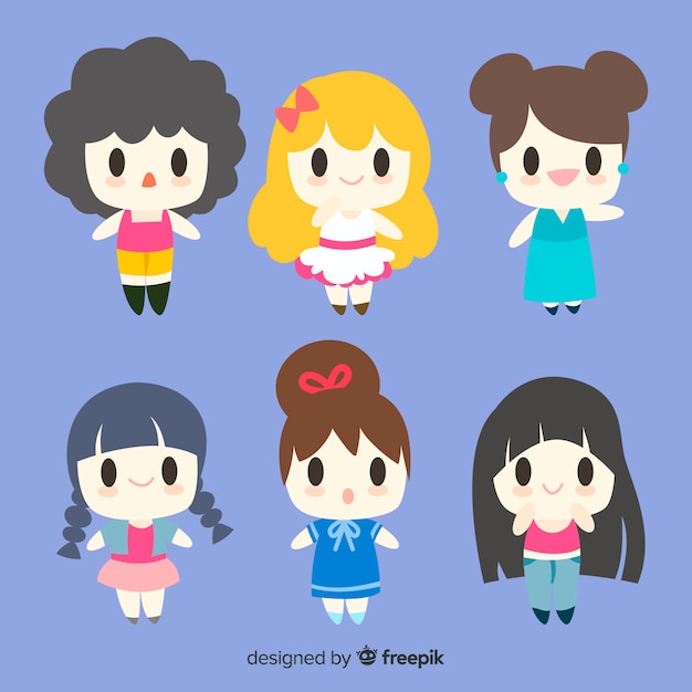 Kawaii smiling girls pack