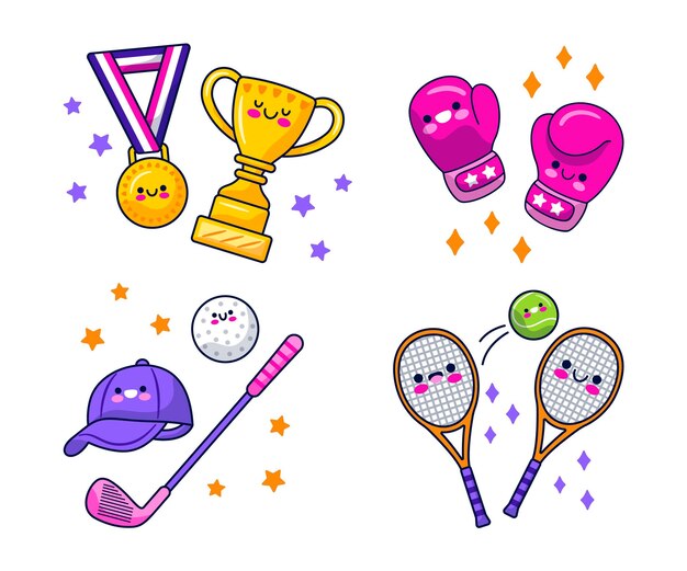 Kawaii sports sticker collection