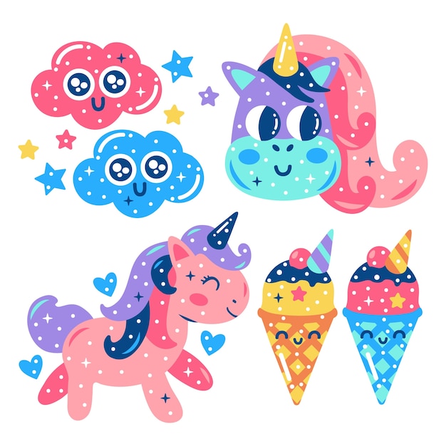 Free vector kawaii sticker collection