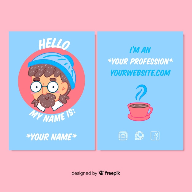 Free vector kawaii style business card template