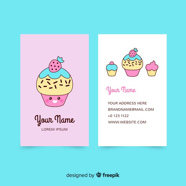 Kawaii style business card template