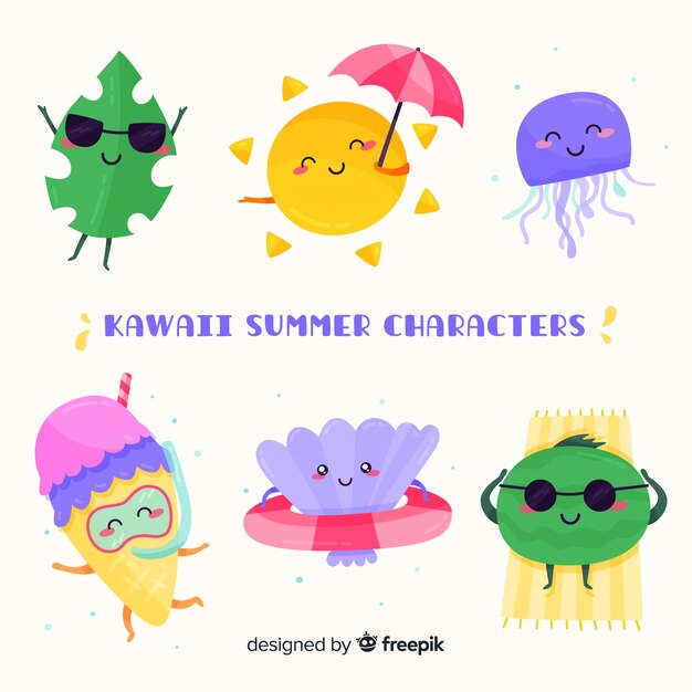 Kawaii summer character collection