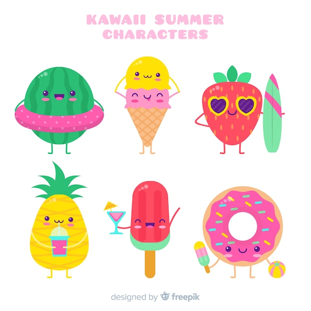 Kawaii летняя коллекция символов