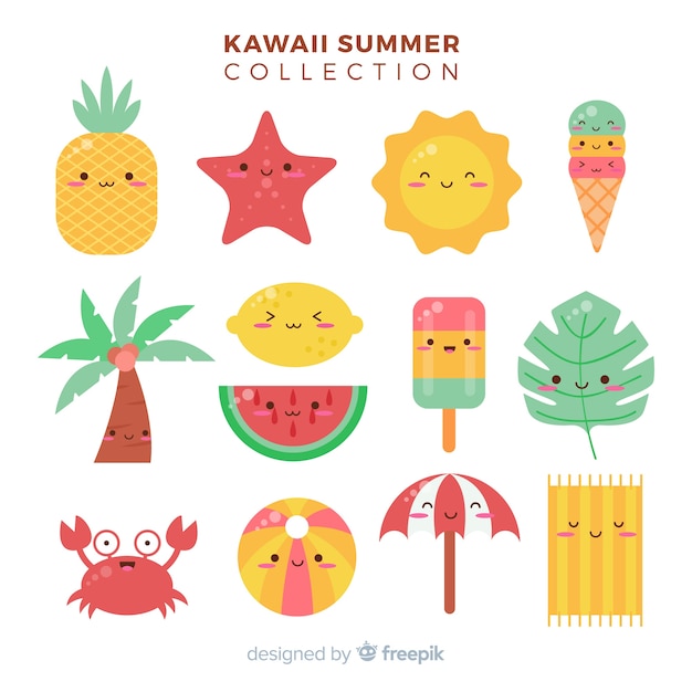 Kawaii summer characters