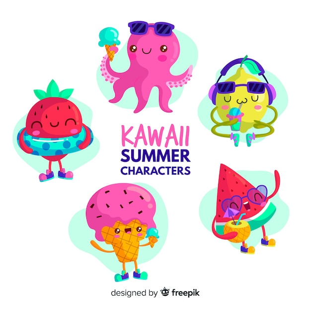 Kawaii summer characters