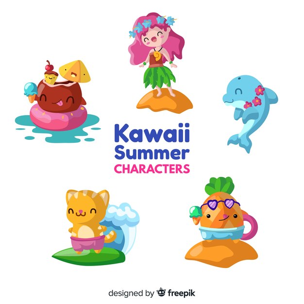 Kawaii summer characters