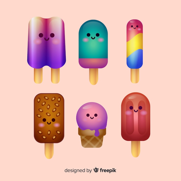 Free Vector kawaii summer ice cream collection