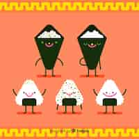 Free vector kawaii sushi collection