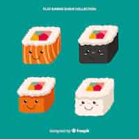 Free vector kawaii sushi collection