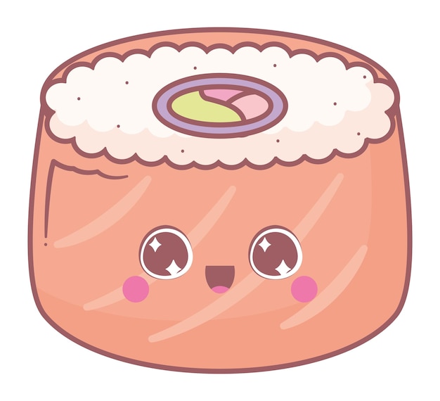 Kawaii sushi roll illustration