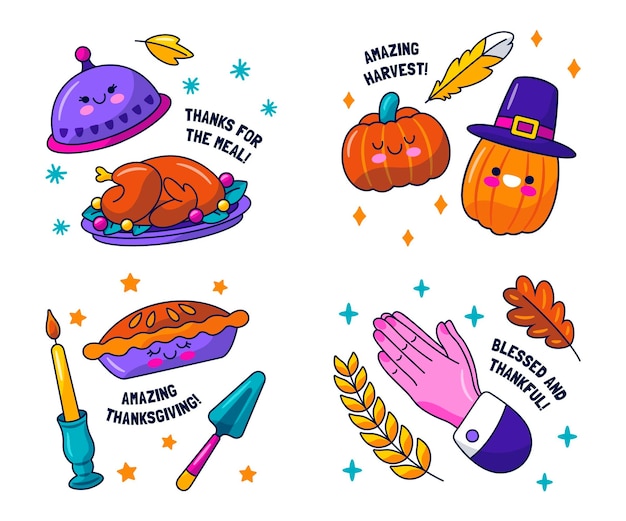 Kawaii thanksgiving sticker collection